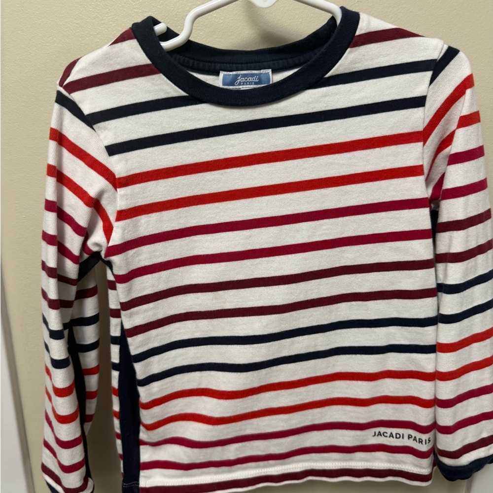 Jacadi Red, Navy Striped Long Sleeve Tee
